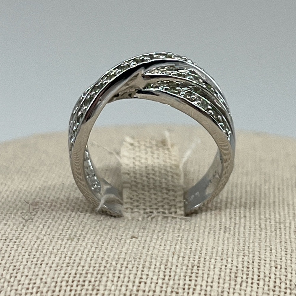 Vintage HAN 925 Sterling Silver Criss-Cross CZ Band Ring – Size 6.75 - Picture 11 of 17